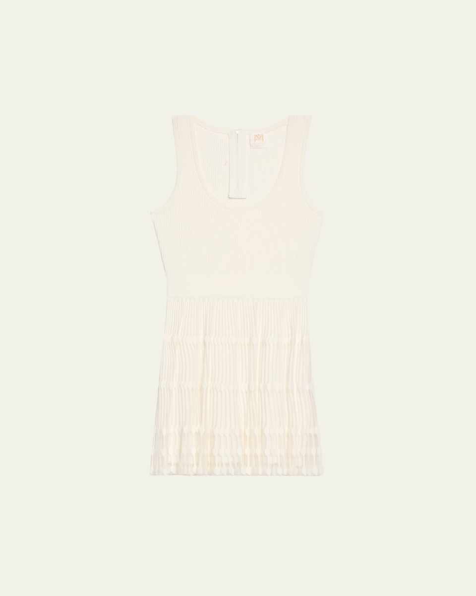 Ribbed Sheer-Knit Mini Dress